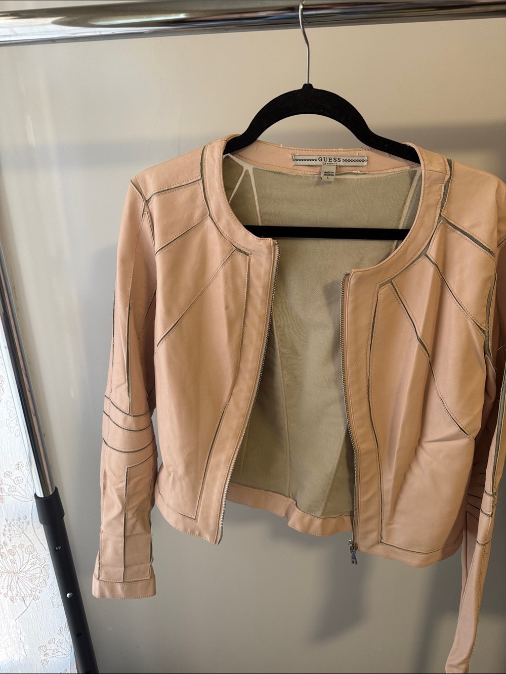 GUESS Blush Pink Zip MotoJacket